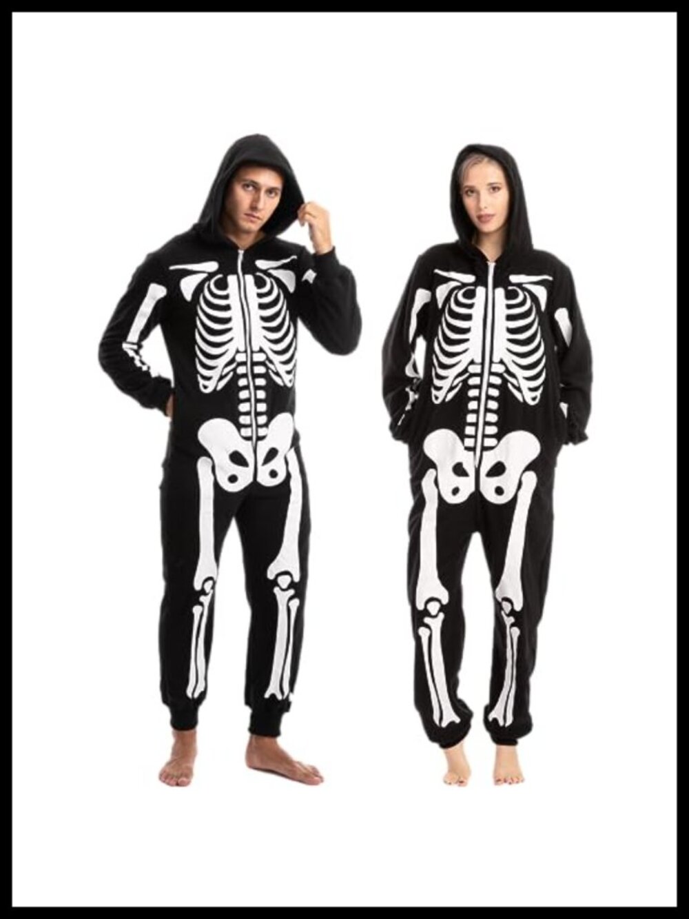 Skeleton Jumpsuit Costume Adult Halloween Hooded 100% Polyester Zipper